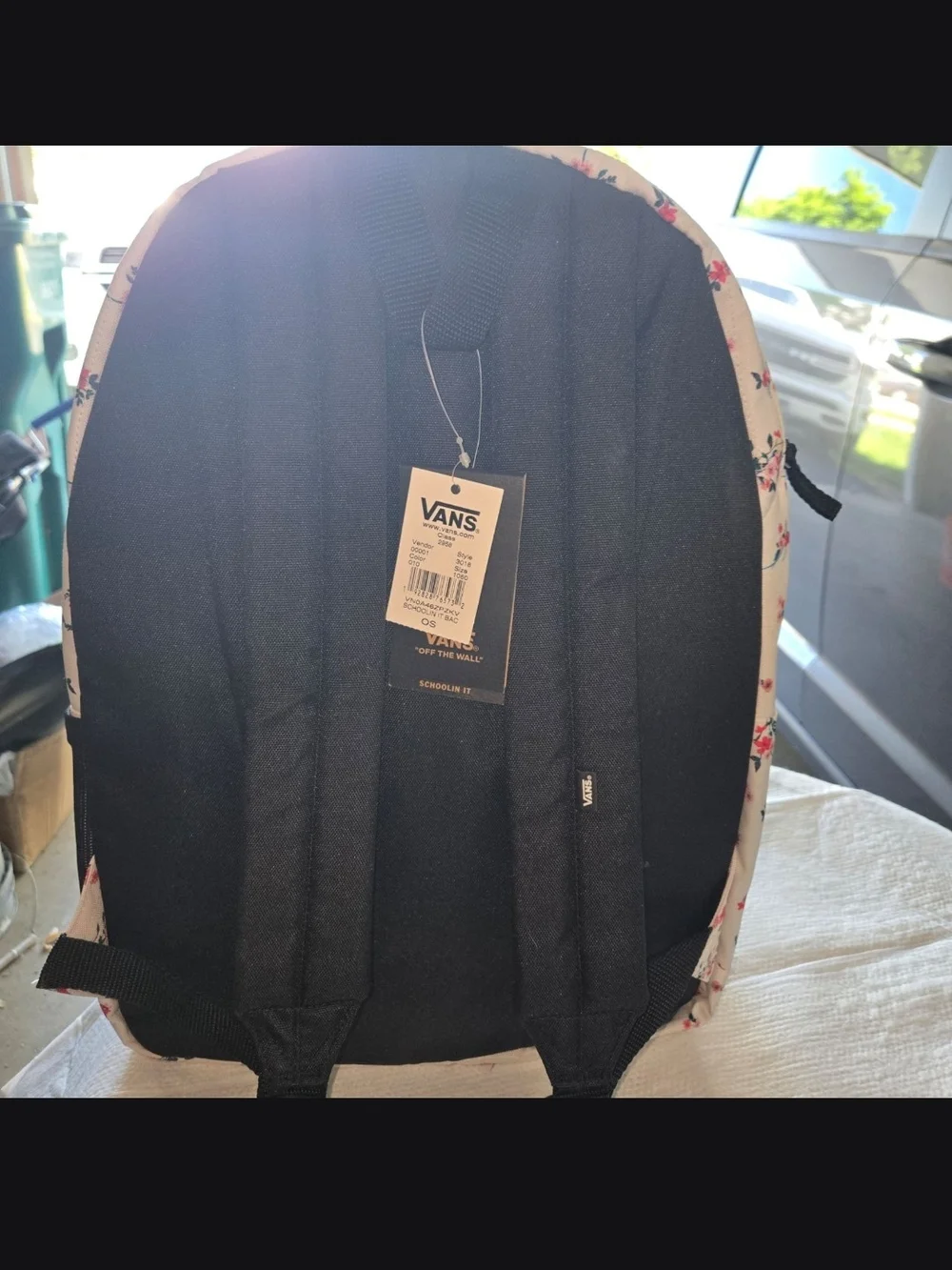 Vans Cream Backpack with Pink and Red Floral Print NWT